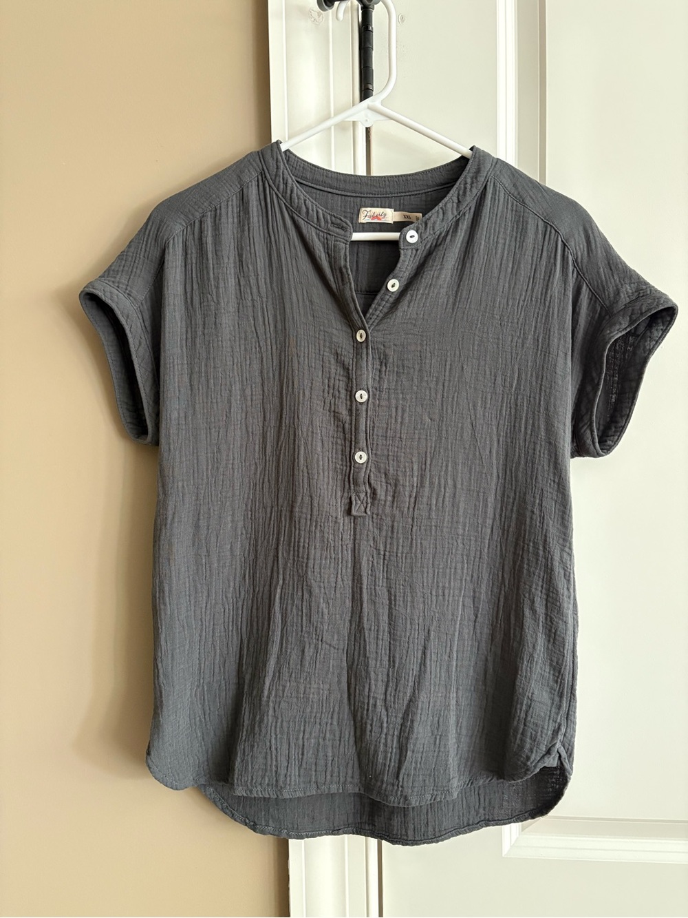Faherty washed black gauze shirt